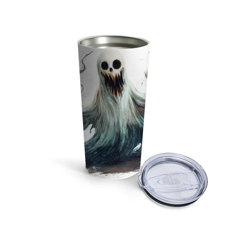 Ethereal Ghost Monster with Haunting Expression Travel Mug