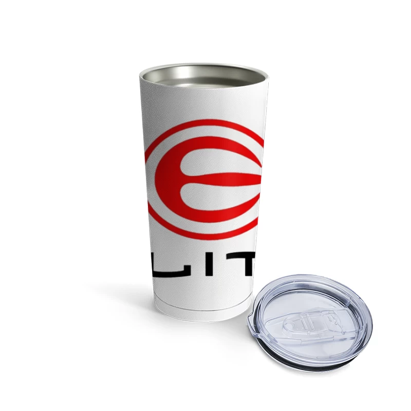 Elite Sports Brand Red and White Minimal Logo Travel Mug