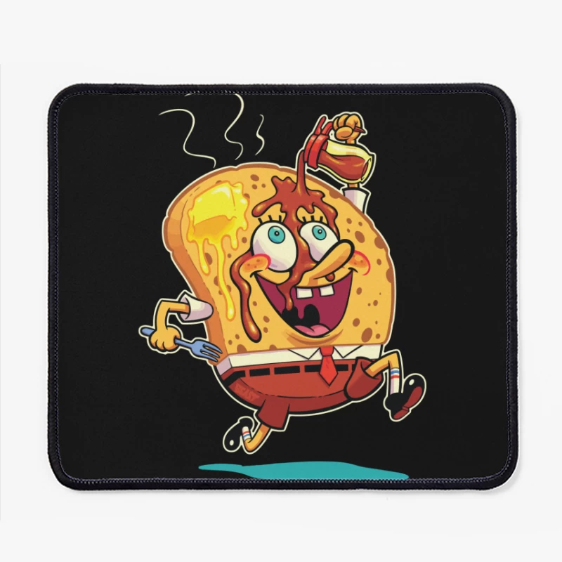 Excited Cartoon Slice of Toast Mouse Pad