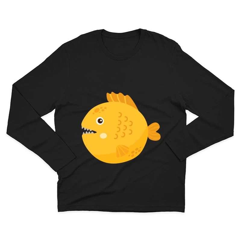 Poisson jaune mignon avec dents pointues Homme Manches Longues T-Shirt