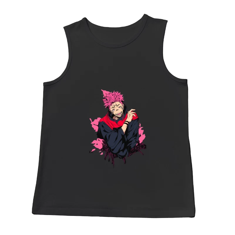 Anime-Charakter mit pinken Haaren und schwarzem Outfit Herren Tanktops