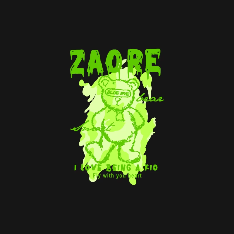Playful Green Bear Graphic Design Male Long Sleeve T-Shirt