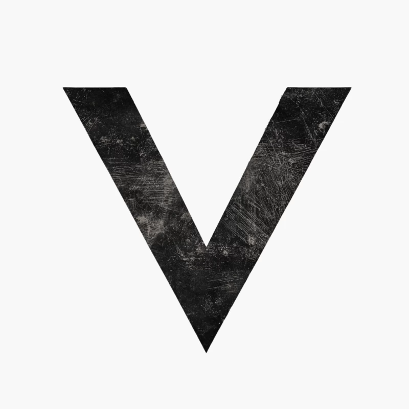 Distressed Black and White Letter V Graphic Design Cotton Tote Bag