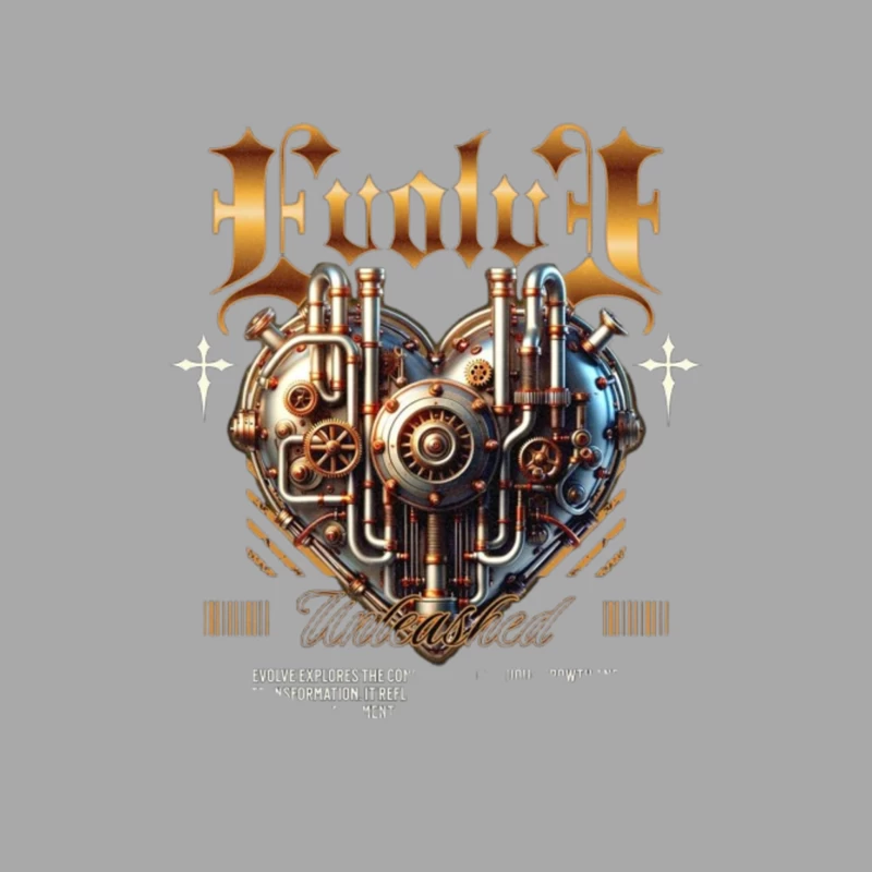 Steampunk Mechanical Heart with Gold Typography Design Female Pullover Hoodie