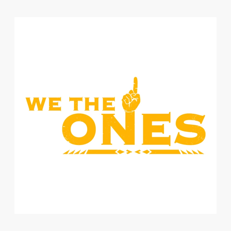 Yellow Typography Text "We The Ones" with Raised Finger Symbol Throw Pillow