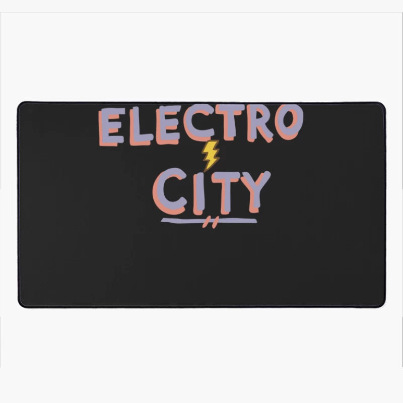 Colorful Hand-Drawn Electro City Logo with Lightning Bolt Desk Mat