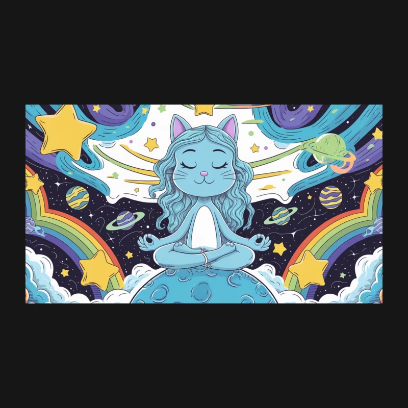 Cosmic Cat's Galactic Meditation Adventure Desk Mat