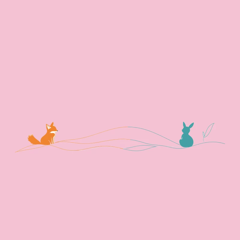 Minimalist Fox and Rabbit Silhouettes in Nature Bucket Hat