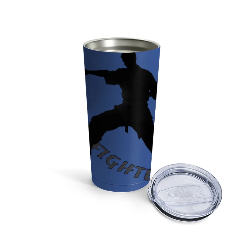 Dynamic Street Fighter Martial Arts Silhouette Travel Mug