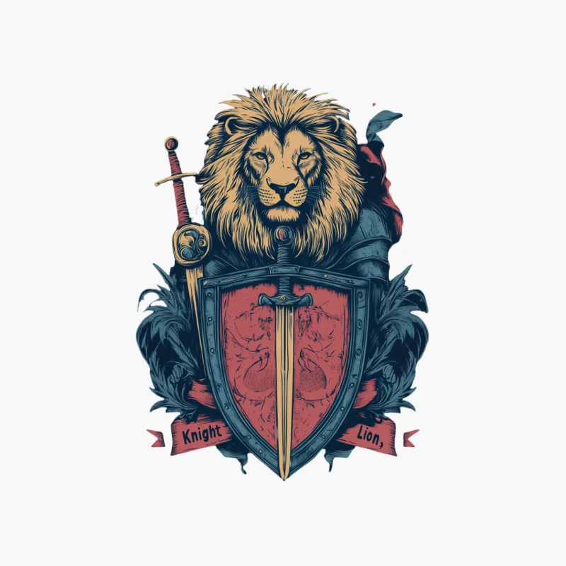 Knight Lion: Medieval Heraldic Illustration Cotton Tote Bag