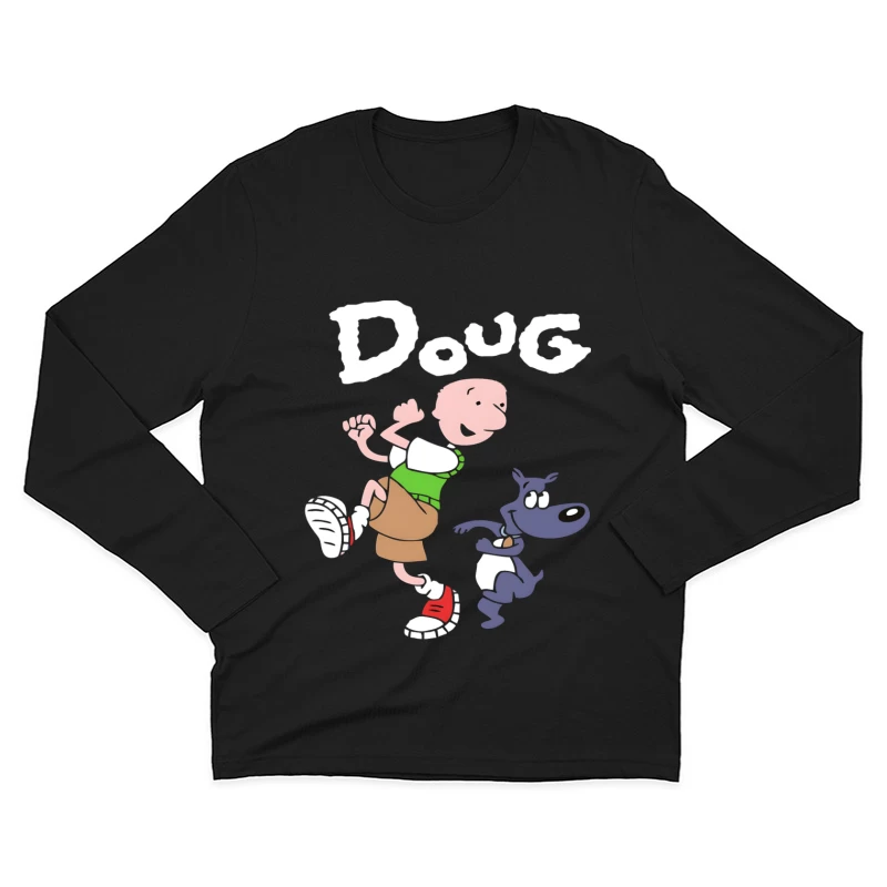 Cartoon Character Running with Dog Male Long Sleeve T-Shirt