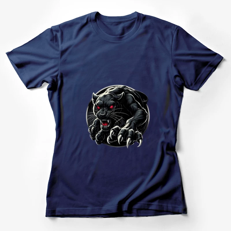 Fierce Black Panther Illustration Female T-Shirt