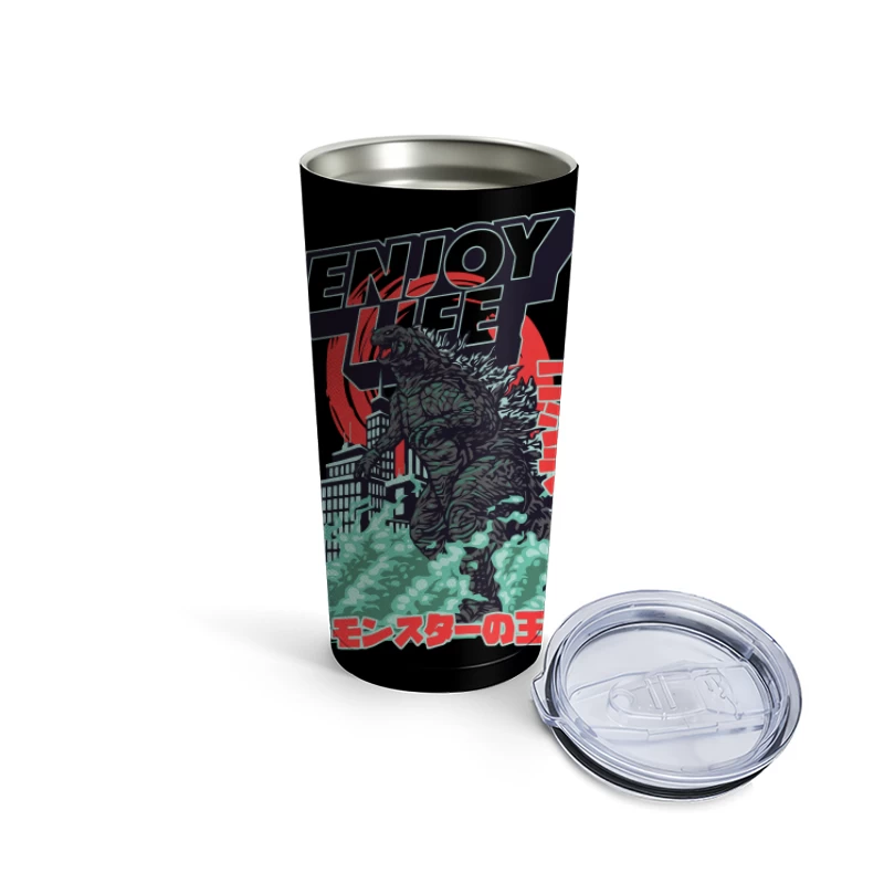 Godzilla Enjoy Life Graphic Travel Mug