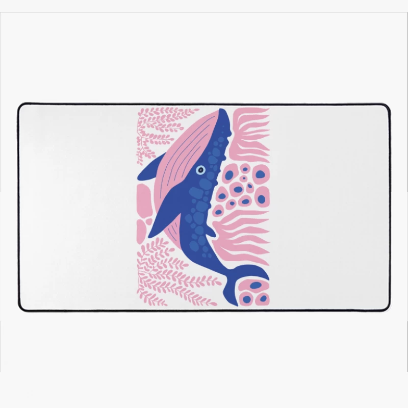 Whimsical Whale in a Coral Dream Desk Mat