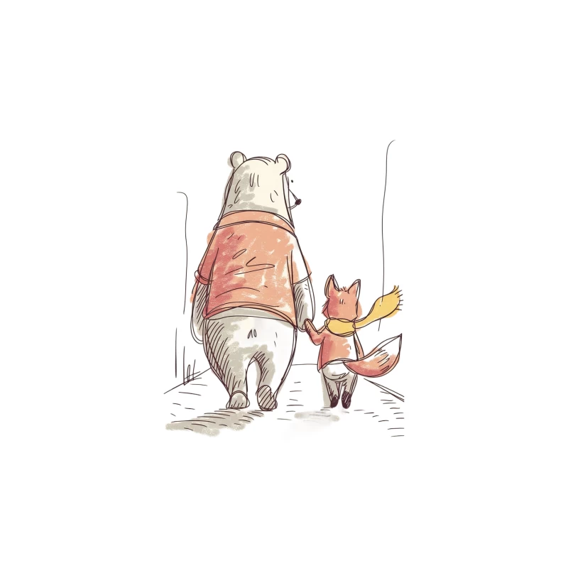 Classic Winnie the Pooh and Piglet Illustration: A Walk of Friendship Tapestry