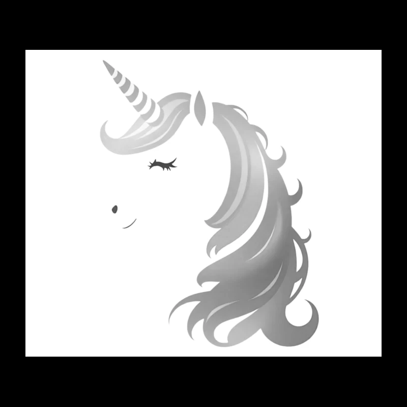 Minimalist Grayscale Unicorn Fantasy Illustration Tapestry