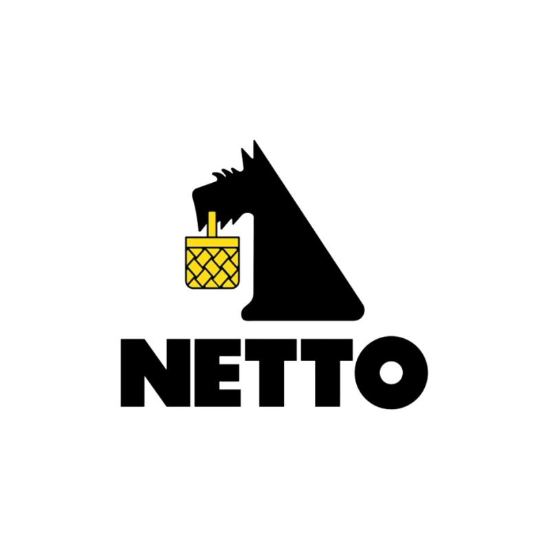 Netto Supermarket Logo with Black Dog and Yellow Basket Pin