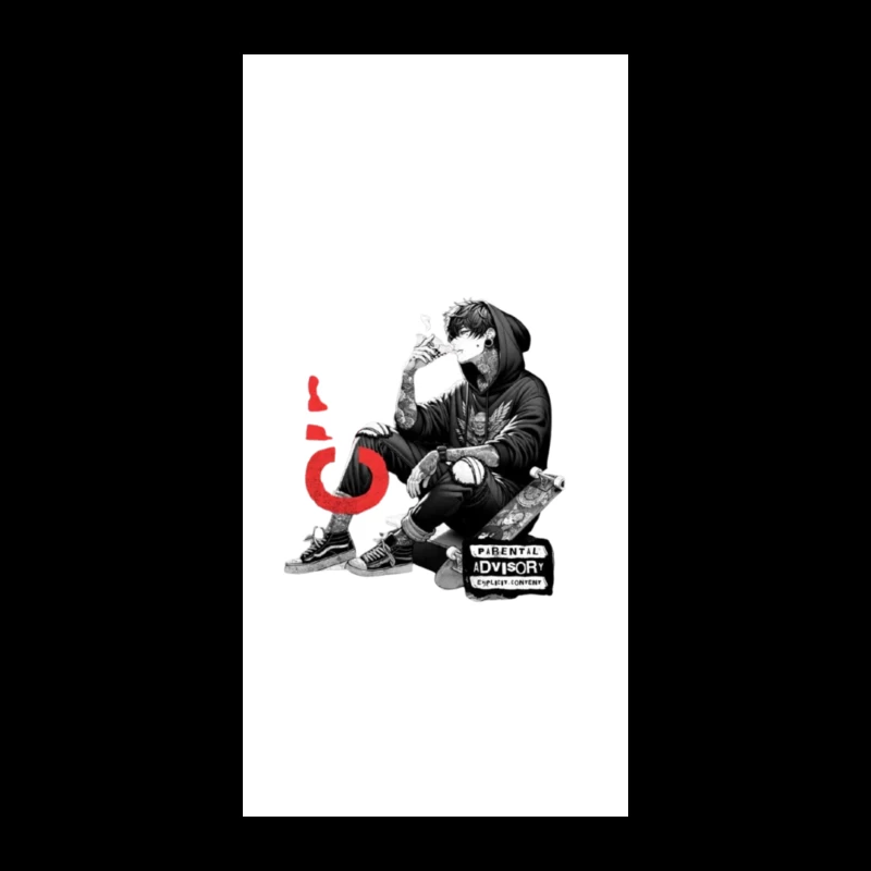 Urban Street Culture: Monochrome Skater Art with Parental Advisory iPhone Case