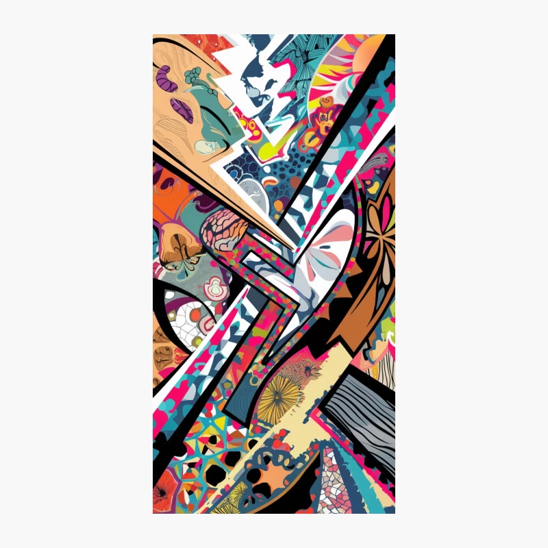 Vibrant Geometric Collage: A Psychedelic Abstract Art Explosion iPhone Case