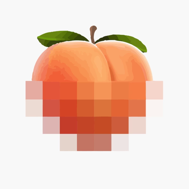 Partially Pixelated Peach Illustration Cotton Tote Bag