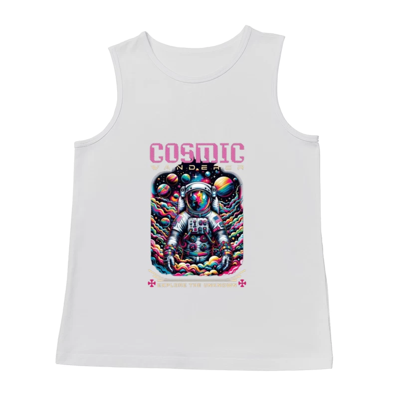 Cosmic Wanderer: Psychedelic Space Exploration Male Tank Top