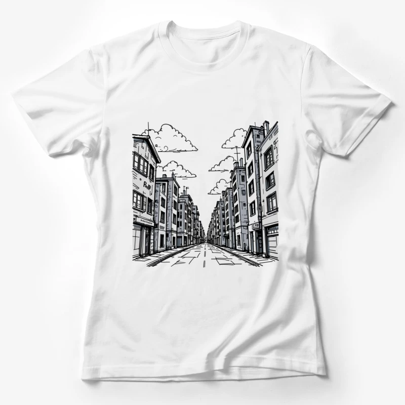 Monochrome Cityscape with Urban Architecture Female T-Shirt