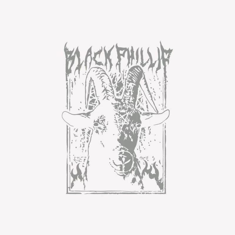 Demonic Black Metal Album Cover with Goat Skull Male T-Shirt