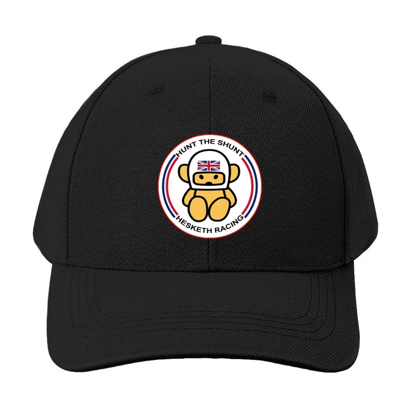 Hesketh Racing "Hunt the Shunt" Retro Motorsport Logo with British Bear Mascot Baseball Cap