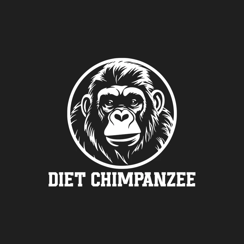 Circular Outline Sketch of Chimpanzee Portrait Male Tank Top