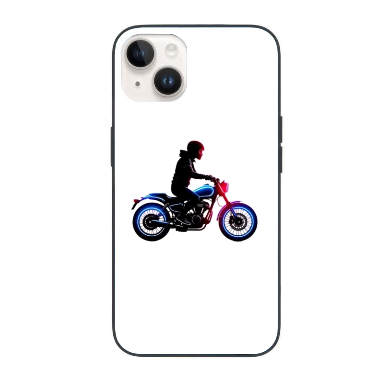 Neon-Lit Motorcycle Rider Silhouette iPhone Case