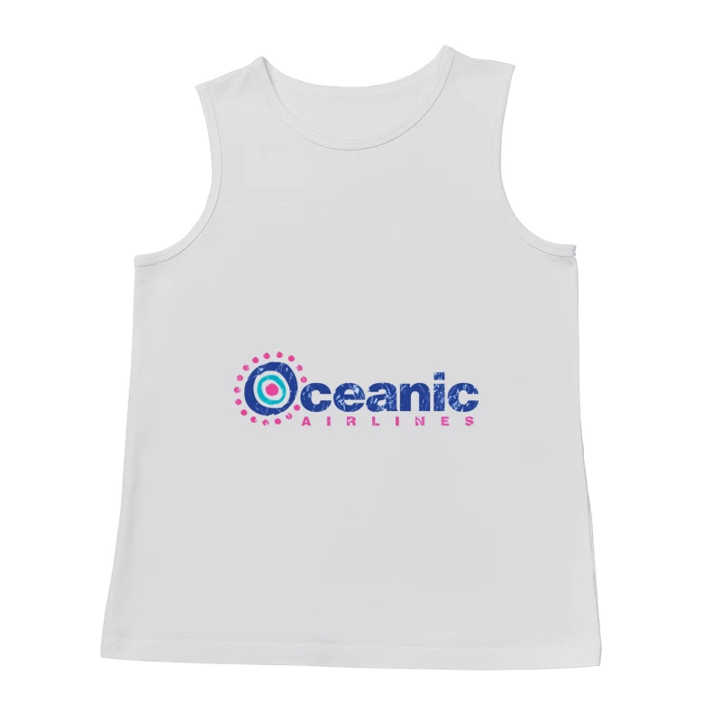 Oceanic Airlines Vintage-Style Logo Design with Blue and Pink Color Scheme Male Tank Top