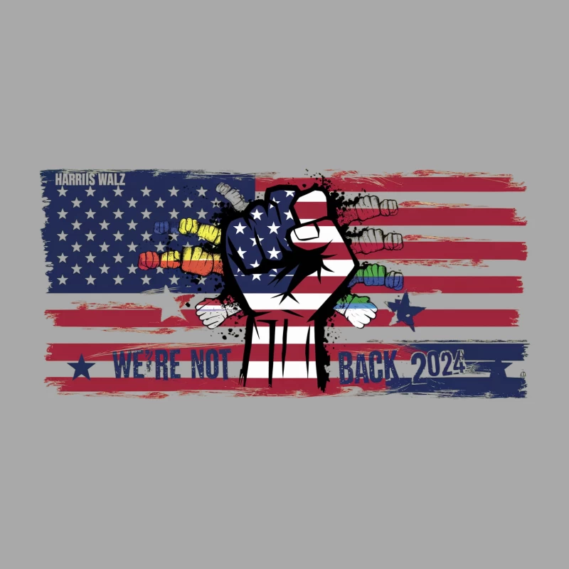 Harris Walz 2024: Patriotic Protest Imagery on American Flag Female Pullover Hoodie