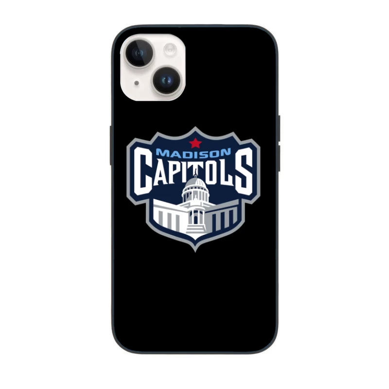 Madison Capitols Hockey Team Logo featuring Wisconsin State Capitol Building iPhone Case