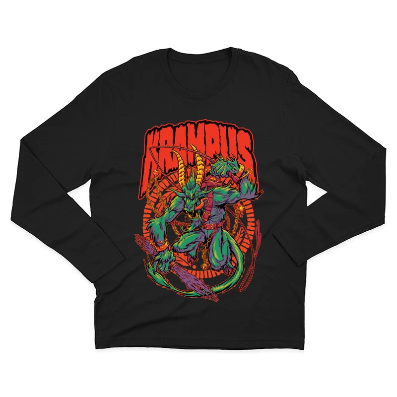 Krampus Holiday Mythology Illustration Male Long Sleeve T-Shirt