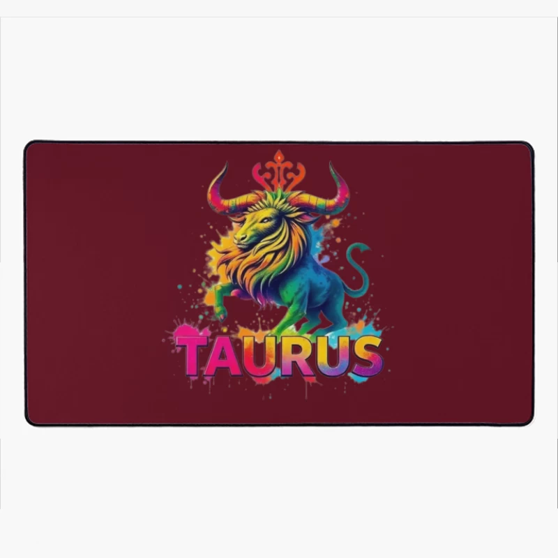 Colorful Taurus Zodiac Illustration Desk Mat