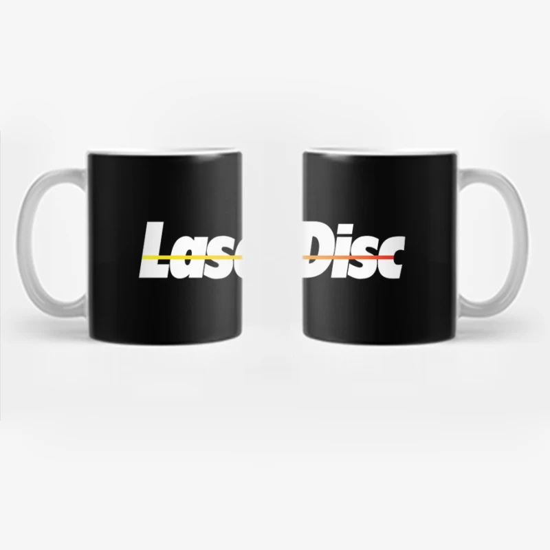 Retro Laser Disc Logo with Typography Outline Coffee Mug