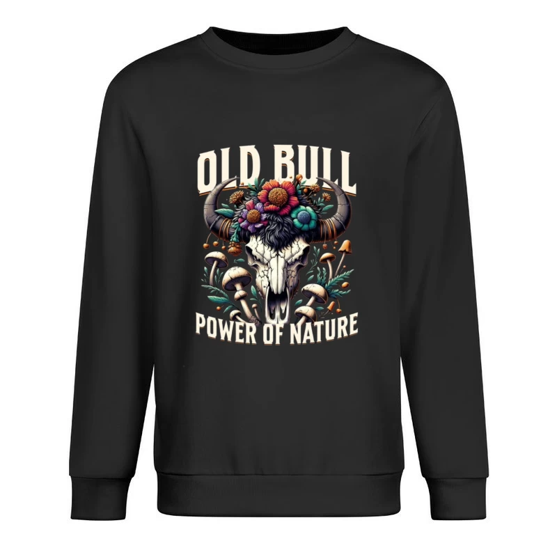 Floral Adorned Buffalo Skull: Power of Nature Male Pullover Sweatshirt