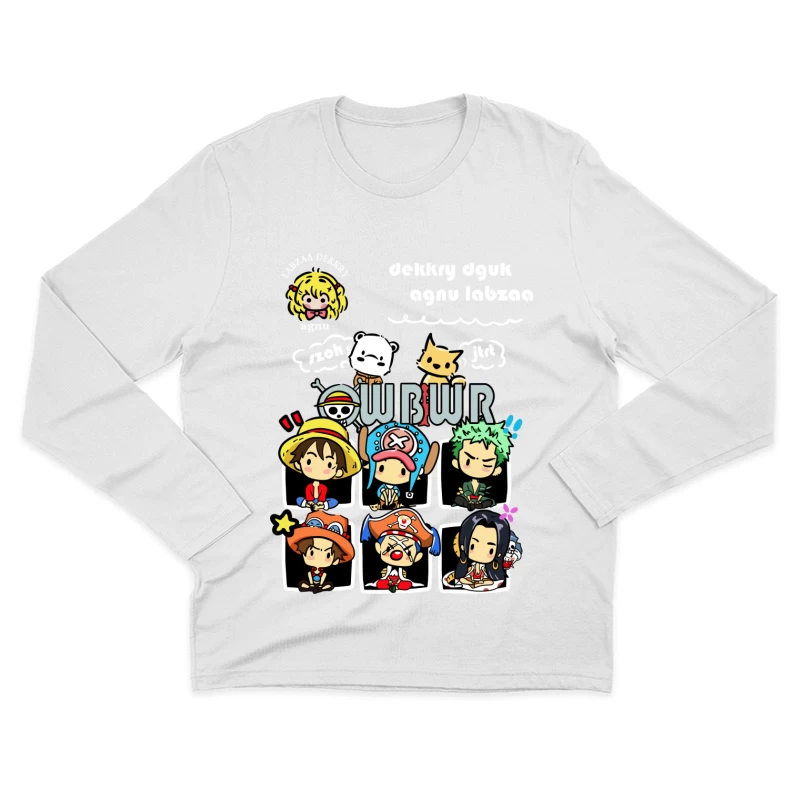 Niedliche Piraten-Illustration mit Charakteren Herren Langarm T-Shirt