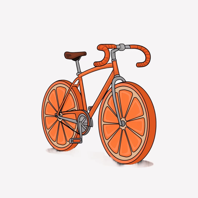 Creative Orange Slice Bicycle Illustration Female T-Shirt
