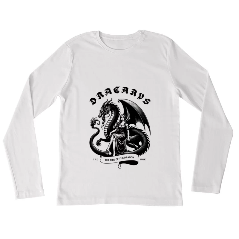 Drachen mit Kriegerin - Mystische Darstellung Damen Langarm T-Shirt