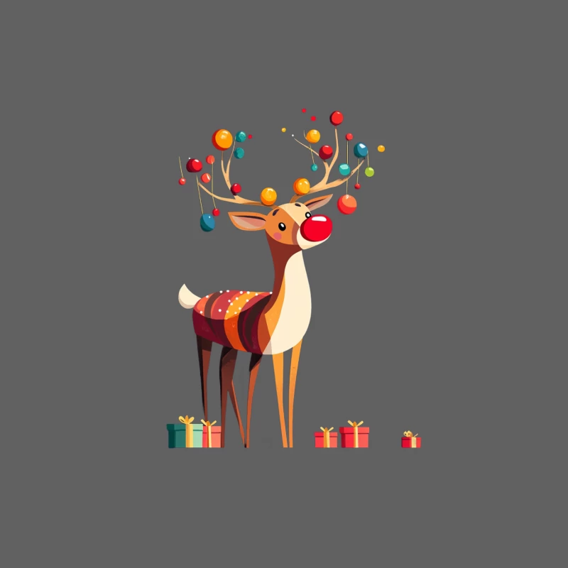 Festive Cartoon Reindeer with Christmas Ornaments and Gifts Male Tank Top