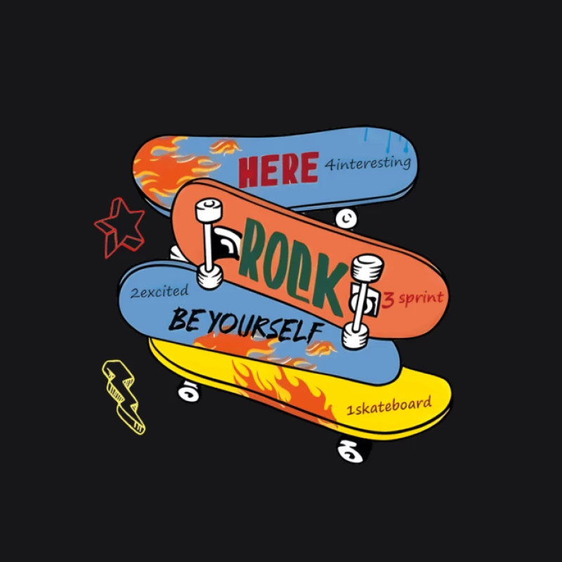 Skateboard-Design mit Flammen und Text Herren Pullover Hoodie