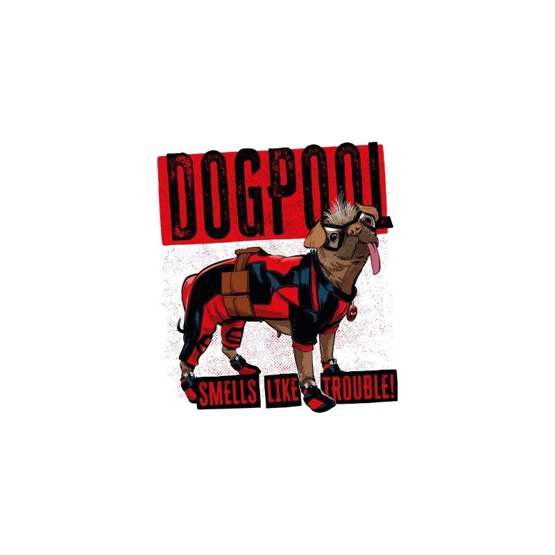 Funny "Dogpool" Pug Superhero Comic Style T-Shirt Design iPhone Case