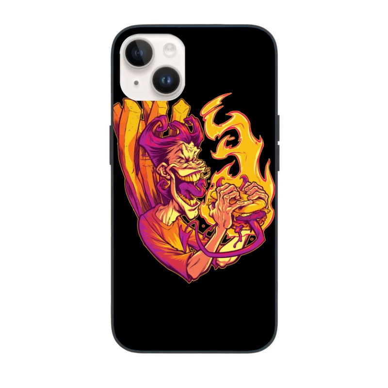 Flaming Burger Delight iPhone Case