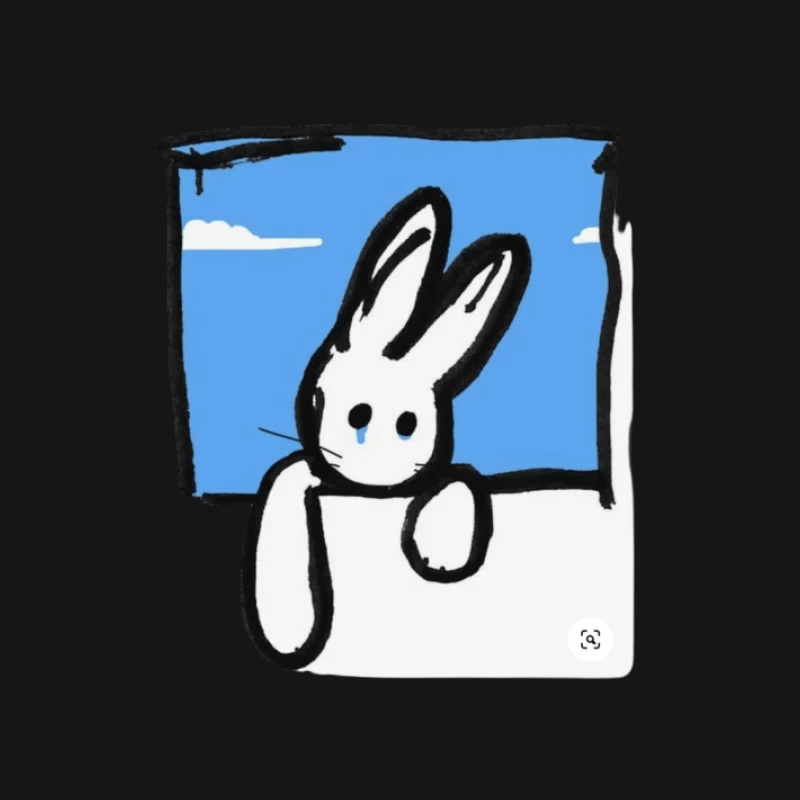 Niedlicher Kaninchen-Illustration im Fenster Damen T-Shirt