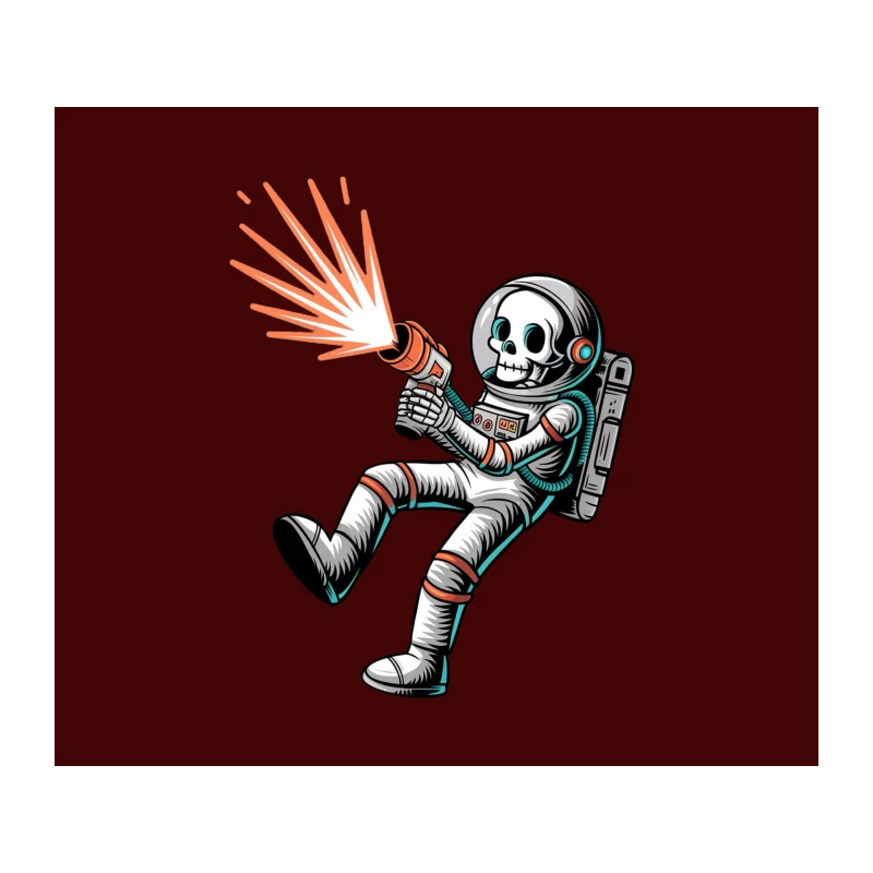 Cartoon Skeleton Astronaut with Laser Gun Tapestry