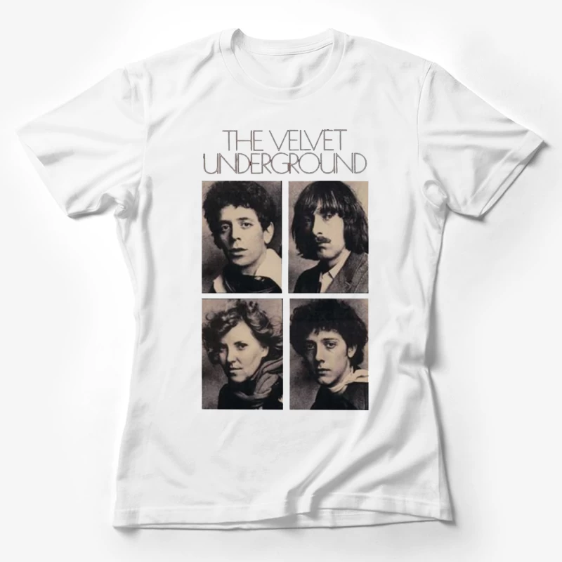 Vintage Black and White Portrait Collection of The Velvet Underground Band Members Female T-Shirt