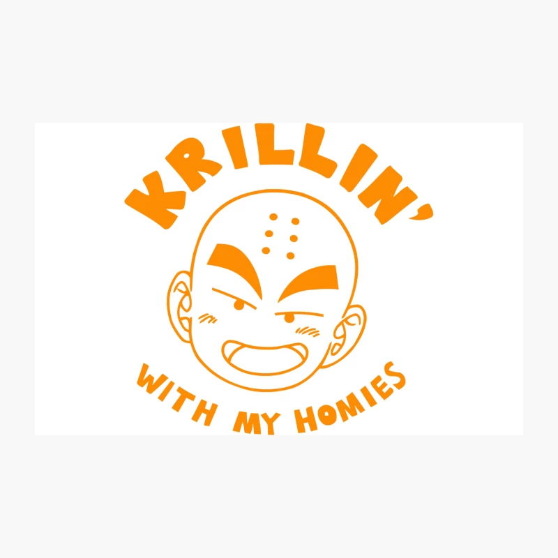 Orange Cartoon Face of Krillin from Dragon Ball Travel Mug