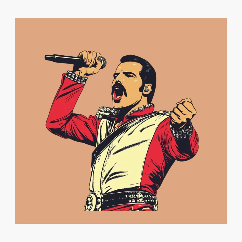 Energetic Rock Star Singer Performing with Microphone Throw Pillow