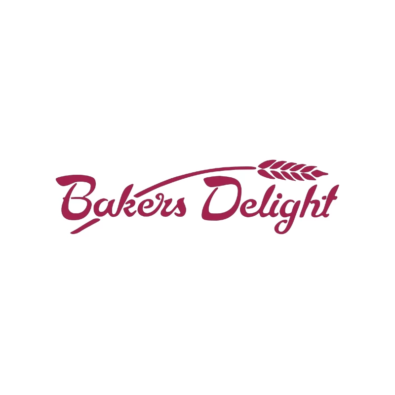 Bakers Delight Burgundy Cursive Logo with Wheat Symbol Coffee Mug